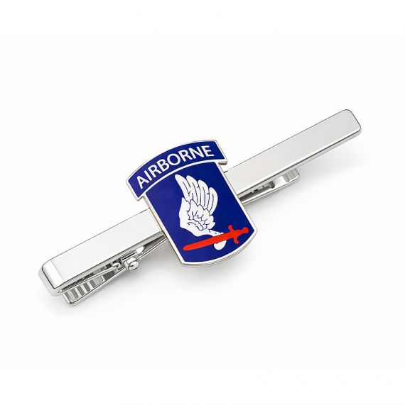 Silver Airborne soft enamel military tie clip